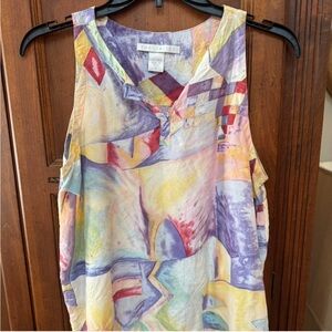 Vintage The Limited Multicolor Abstract Tank Top 100% silk